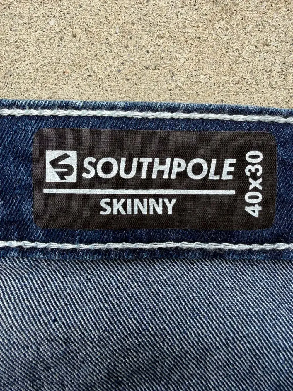 Southpole Men's Skinny Fit Distressed Jeans Blue Wash Size 40x30